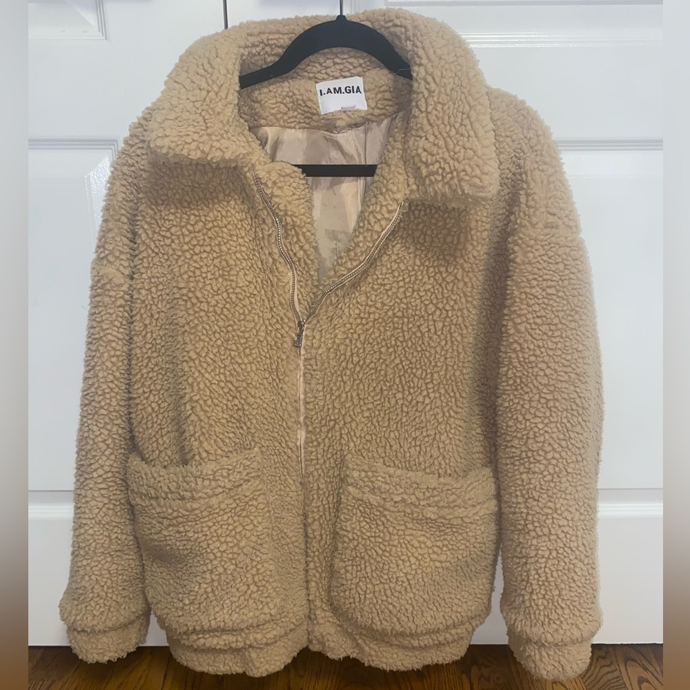 I.AM.GIA Sherpa Coat Size XS Neutral Faux Fur